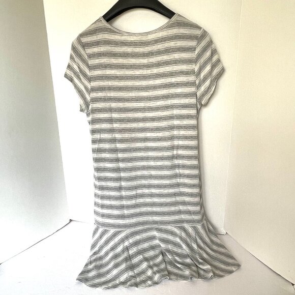 Soft Joie Alcyone Mini Dress Large Gray Short Sleeve Striped Jersey Drop Waist - Picture 3 of 8